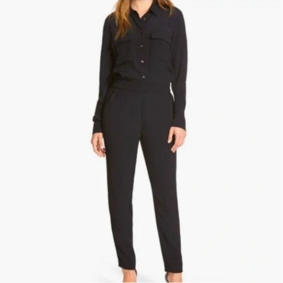 NWT Madewell Long Sleeve Button Down Classic Black Jumpsuit...